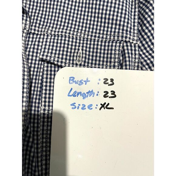 Talbots trucker jacket gingham blue stretch cotton spandex button fly women XL - Picture 5 of 5